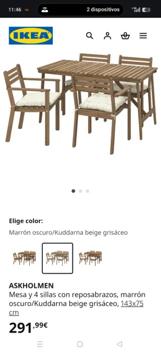 Mesa y 4 Sillas Madera Maciza IKEA,