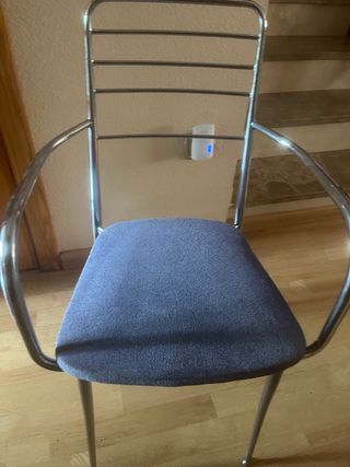 8 Sillas Acero Tapizado Azul, 20€ cada uno
