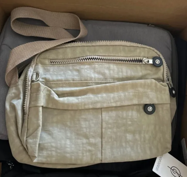 Bolso de hombro nylon beige