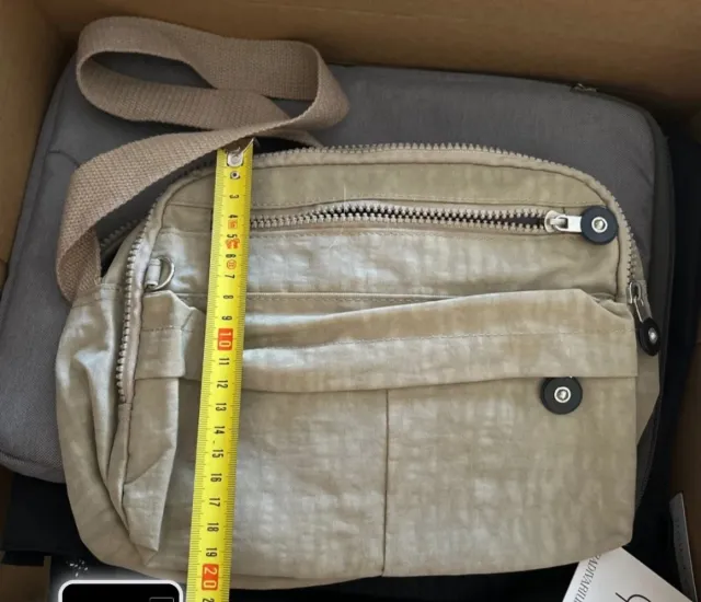 Bolso de hombro nylon beige