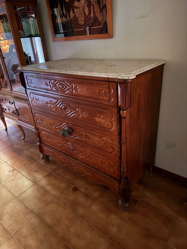 Mueble vintage madera y mármol