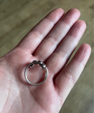 Anillo plata espiral bolitas