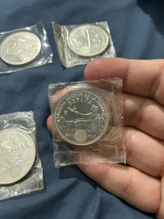 4 Monedas Plata 2000 Pesetas y 12€