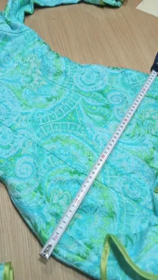 Traje de flamenca verde y turquesa