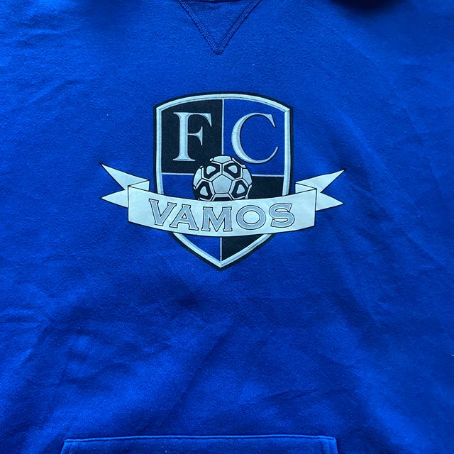 Russell Sudadera Capucha Azul Futbol XL Logo Grafi