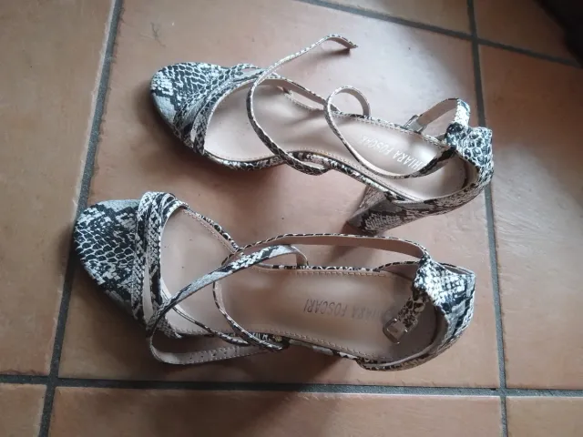 Sandali donna tacco alto bicolore