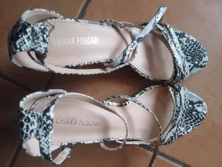 Sandali donna tacco alto bicolore