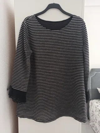 Jersey mujer rayas negro y plata  46-48