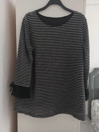 Jersey mujer rayas negro y plata  46-48