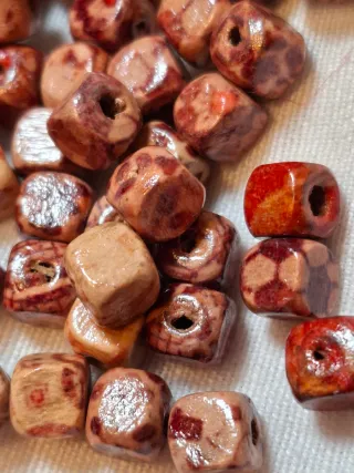 Lote 50 Abalorios Madera Etnicos Marrón Rojo