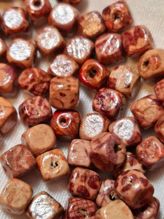 Lote 50 Abalorios Madera Etnicos Marrón Rojo