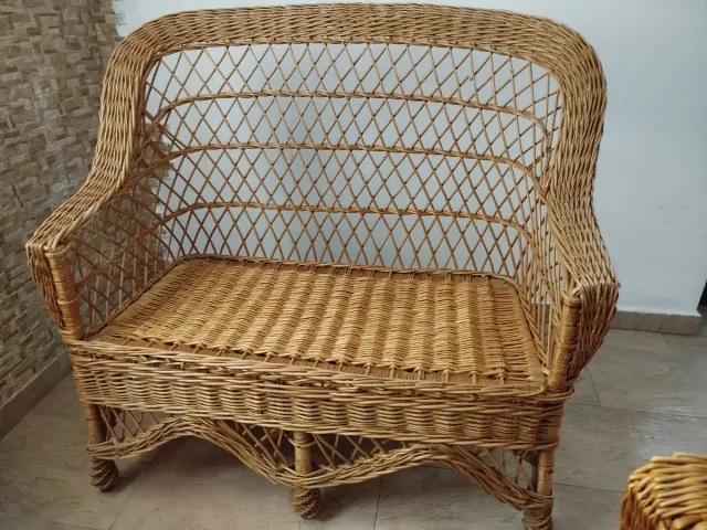Conjunto de mimbre, para jardín.