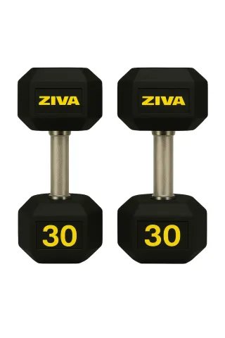 2 Mancuernas 30kg Hexagonales Ziva Amarilla