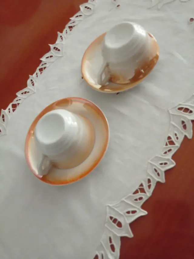 Juego 2 tazas porcelana con plato