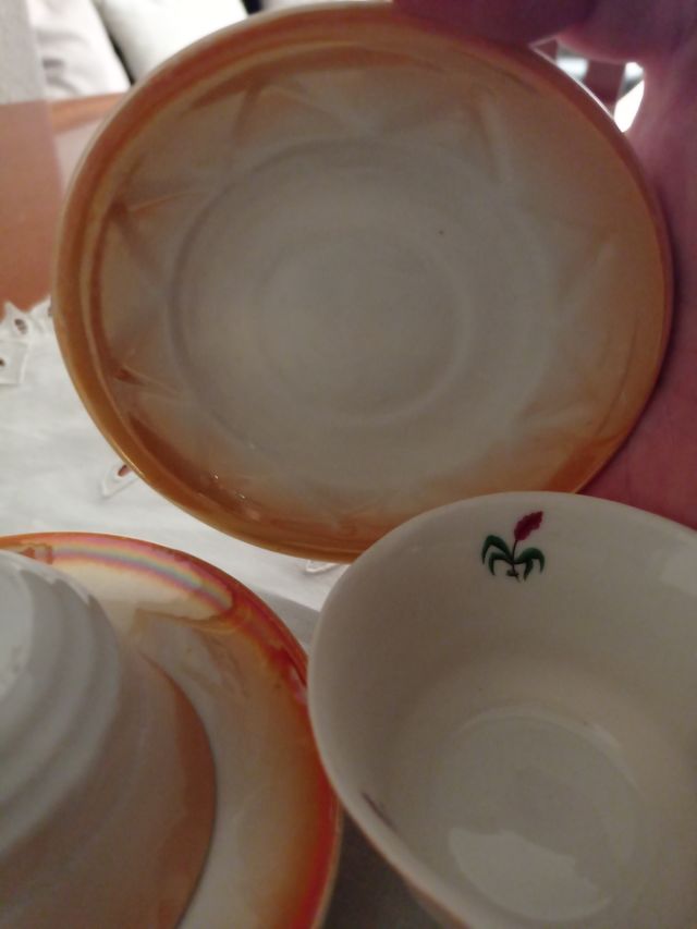 Juego 2 tazas porcelana con plato