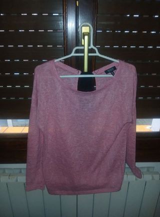 Camiseta Bershka rosa manga larga