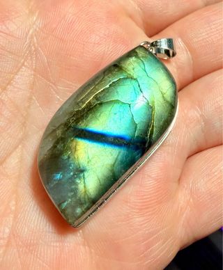 Colgante Navette de Labradorita en Plata