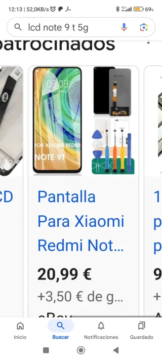 Schermo LCD nero Xiaomi Redmi Note 9T