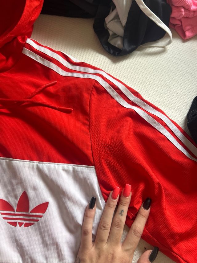 Sudadera Adidas Roja y Blanca Talla S