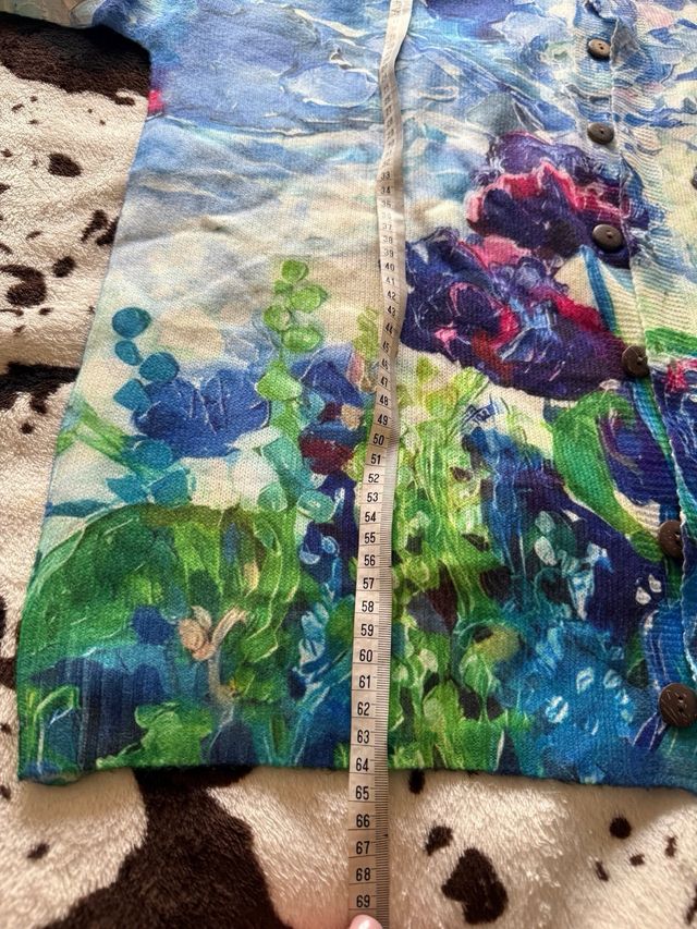 Chaqueta fina floral azul multicolor XL