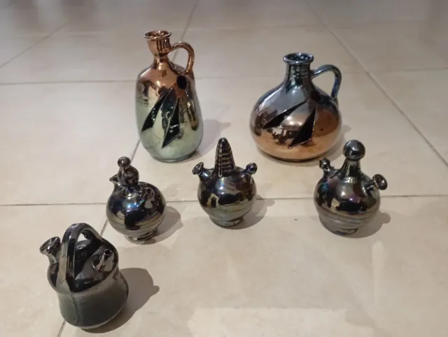 Juego 6 Jarrones Cerámica Dorado y Plateado