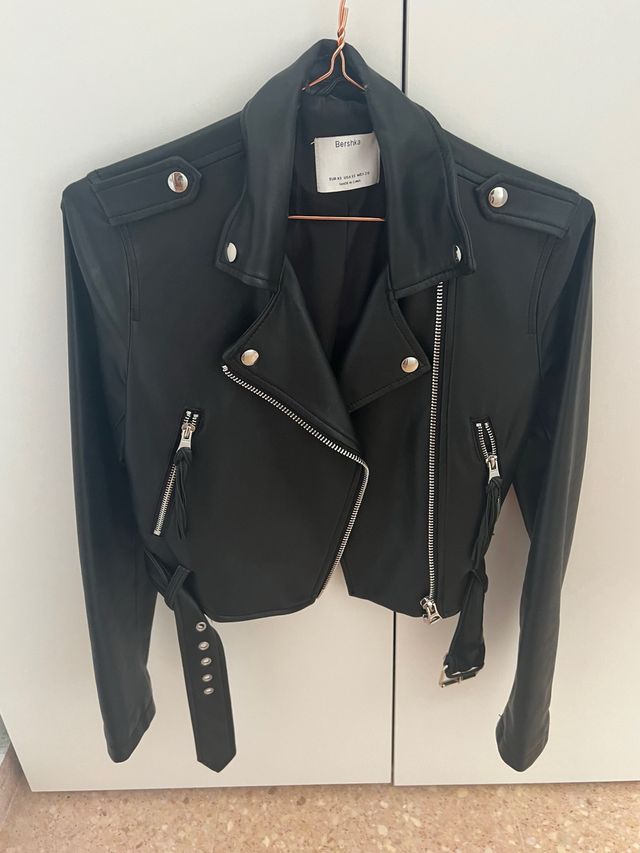 Cazadora Biker Polipiel Negra Stradivarius