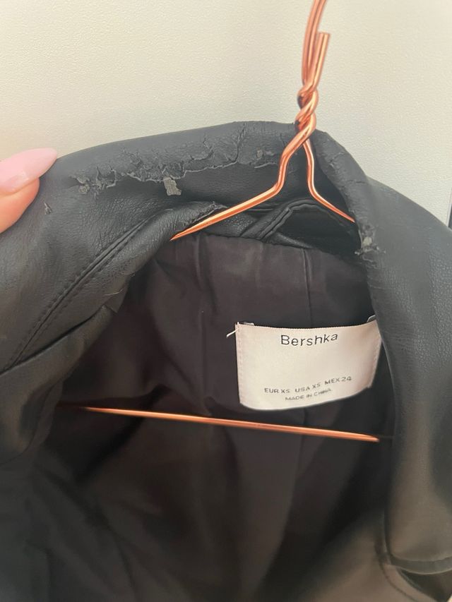 Cazadora Biker Polipiel Negra Stradivarius