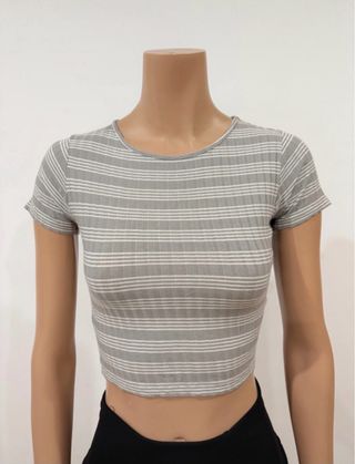 Camiseta de rayas gris y blanca Talla XS