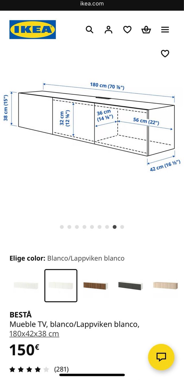 Mobile TV bianco Ikea Besta