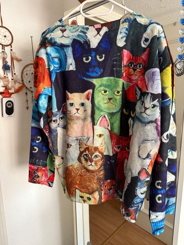 Cárdigan estampado gatitos multicolor