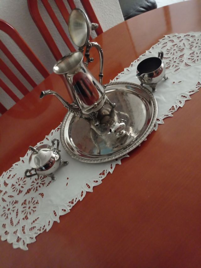 Juego Cafetera Plata Metal