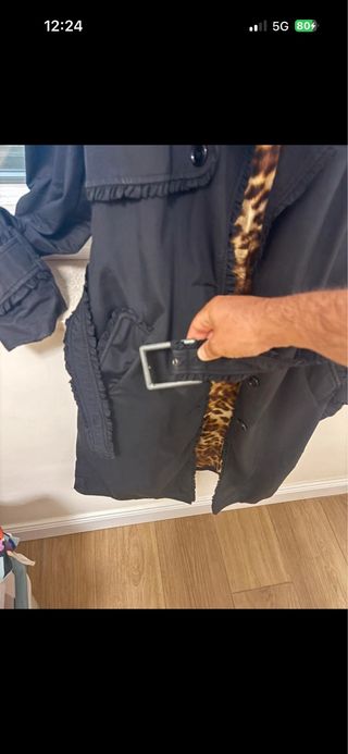 Trench Rosso di Sera nero con stampa animalier