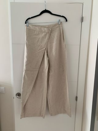 Pantalón Zara Lino Pareo Talla M