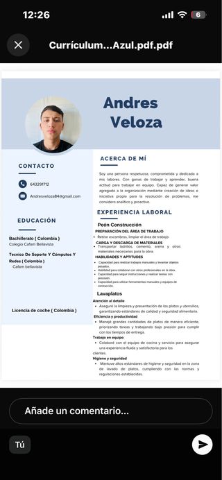 Estoy buscando un empleo en cualquier área
