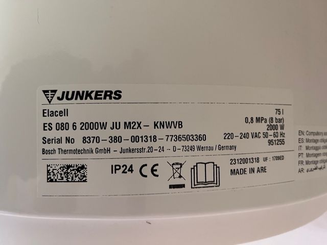Scaldabagno elettrico JUNKERS Elacell 80L