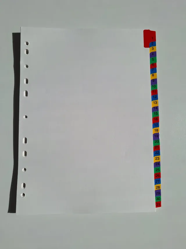 Separadores 31 temas índice cartulina