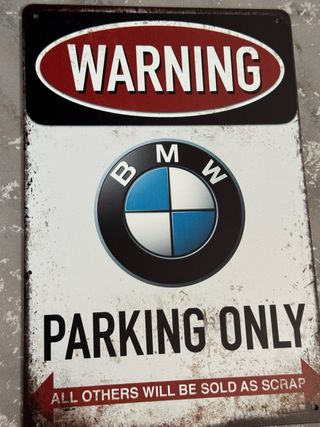 Placa cartel Decorativo logo BMW Parking Only