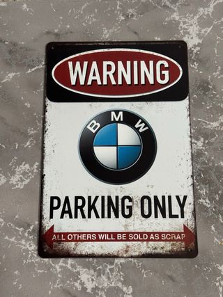 Placa cartel Decorativo logo BMW Parking Only