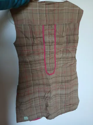 Abito a quadri beige e rosa