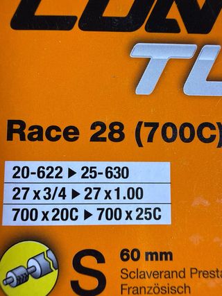 2 Cámaras Continental Race 28 (700C)