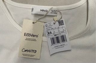 Camiseta Mango Blanca Manga Abullonada