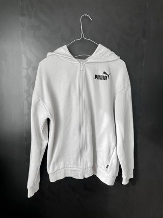 Sudadera blanca PUMA original capucha y cremallera