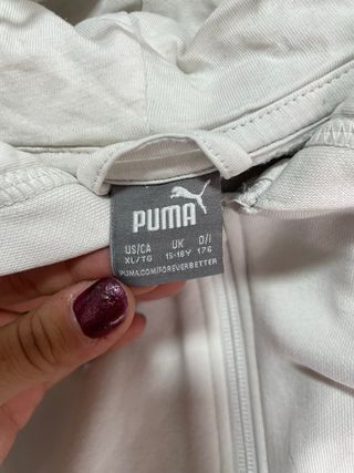 Sudadera blanca PUMA original capucha y cremallera