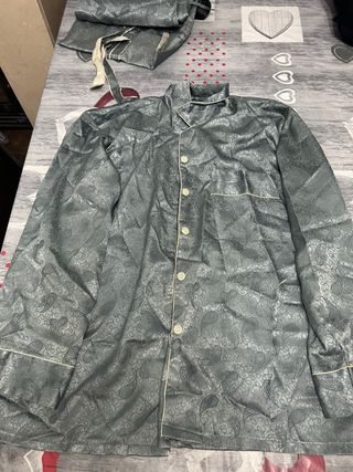 Pijama Seda Gris Estampado Hombre 