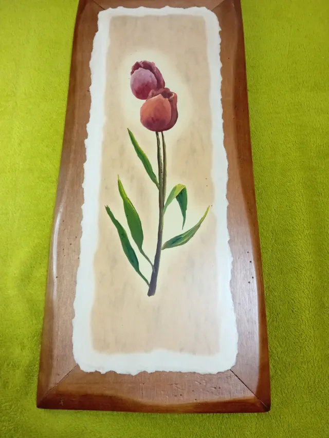 Cuadro de madera con tulipanes