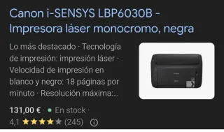 Canon i-SENSYS LBP6030B Impresora Láser