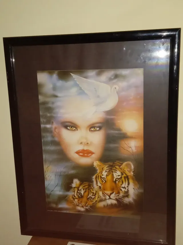 Cuadro Decorativo Mujer Tigres Paloma