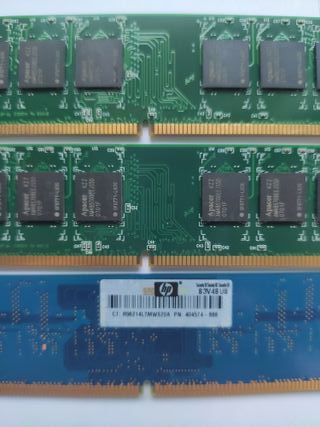 Lote memoria RAM DDR2 2x 1GB PC2-4300 y 1 GB 6400