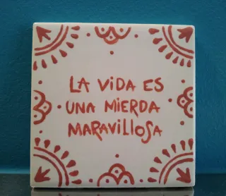 Azulejo pintado a mano Life is more delicious at s