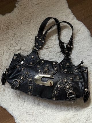Bolso Vintage Guess Negro Tachuelas